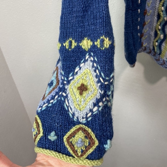 Newari colorful ribbed raised lusekofte sweater cardigan islandic design 3d knit - Picture 5 of 10